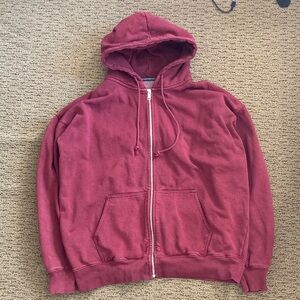 Brandy Melville Red Zip-Up Hoodie